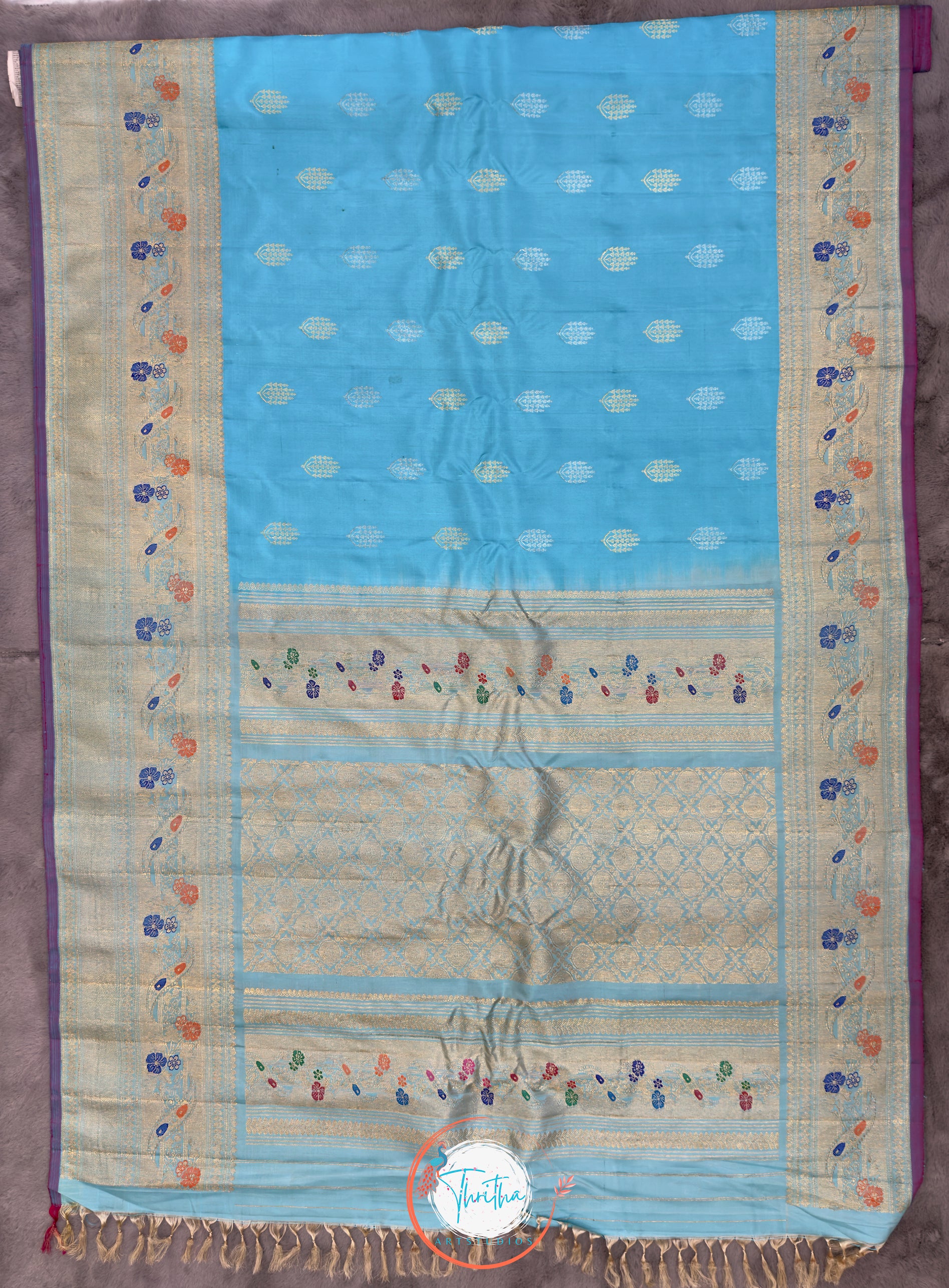 Premium Gadwal Meenakari Kuttu Designer - GA07ES006