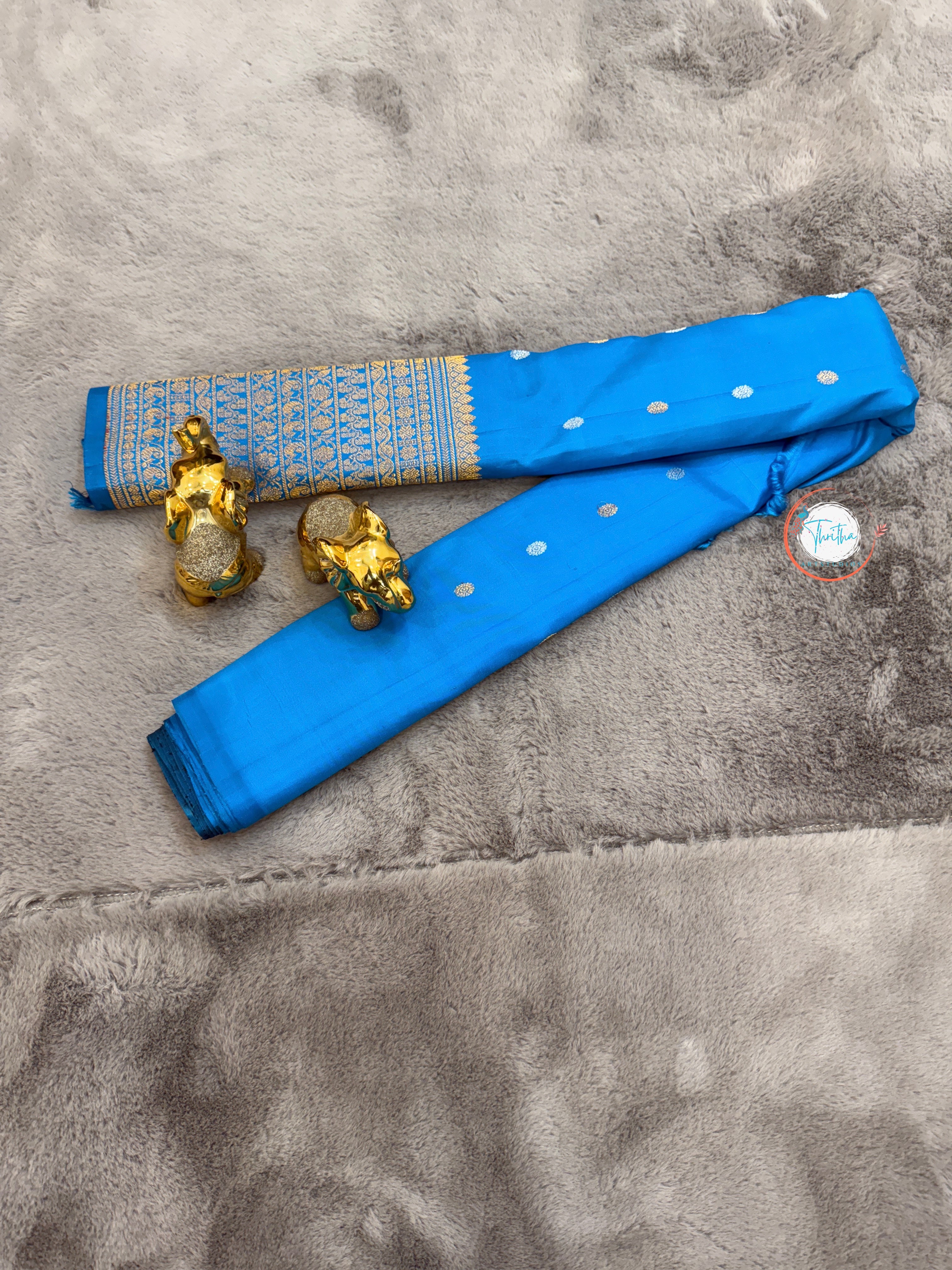 Premium Gadwal Turning Border - Black and Blue - GA07RB001