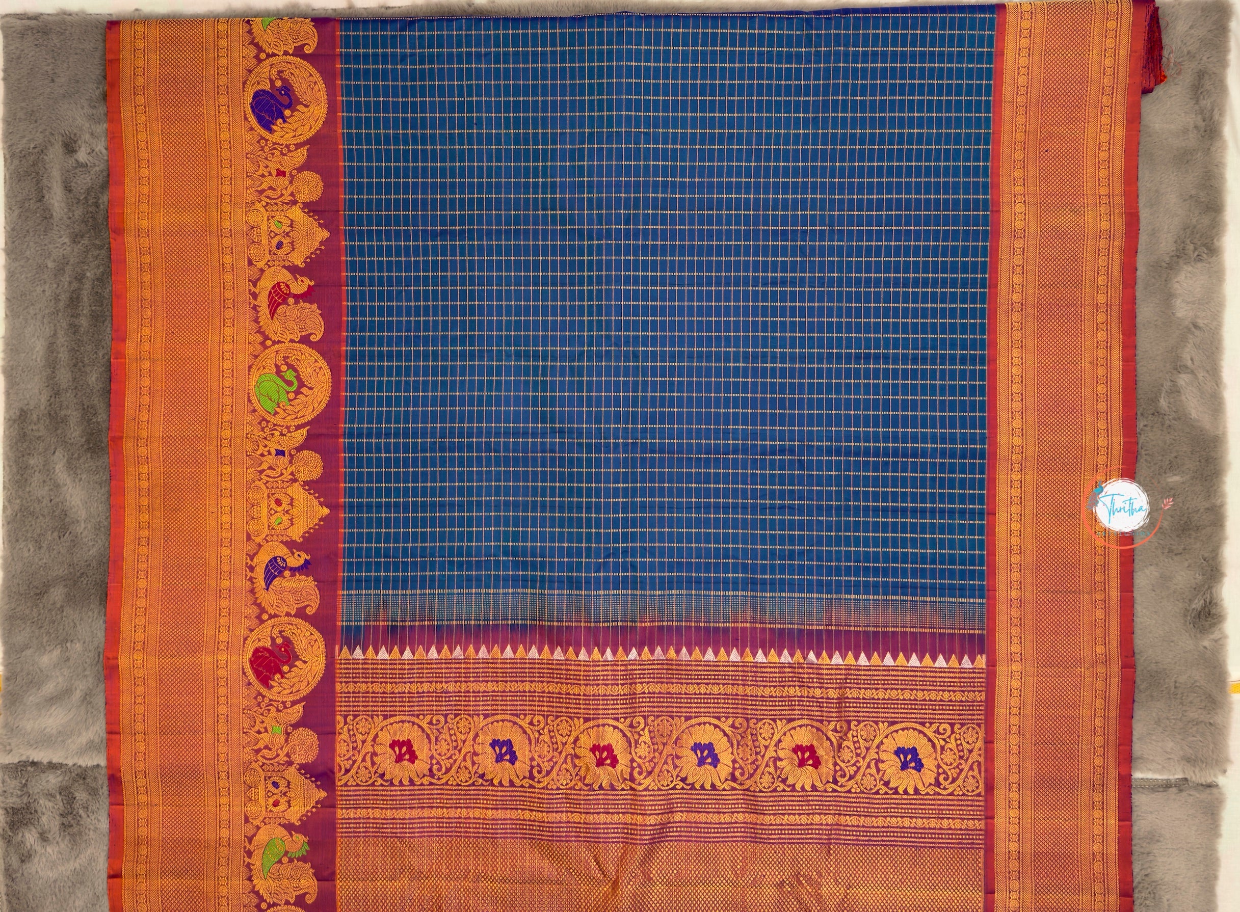 Meenakari - Checks - Premium Gadwal Silk - GA07RB004