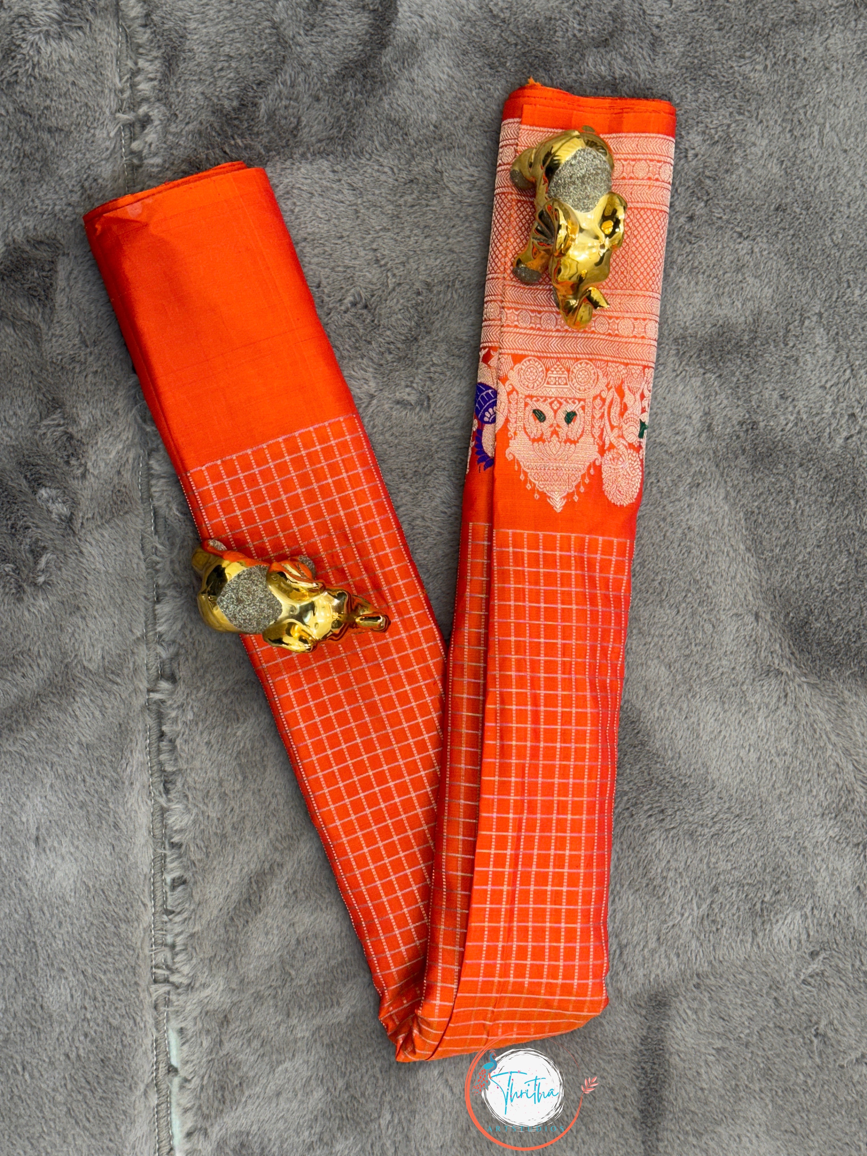Meenakari- Checks - Premium Gadwal Silk - GA07RB005