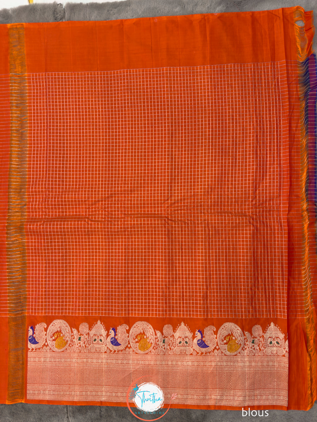 Meenakari- Checks - Premium Gadwal Silk - GA07RB005