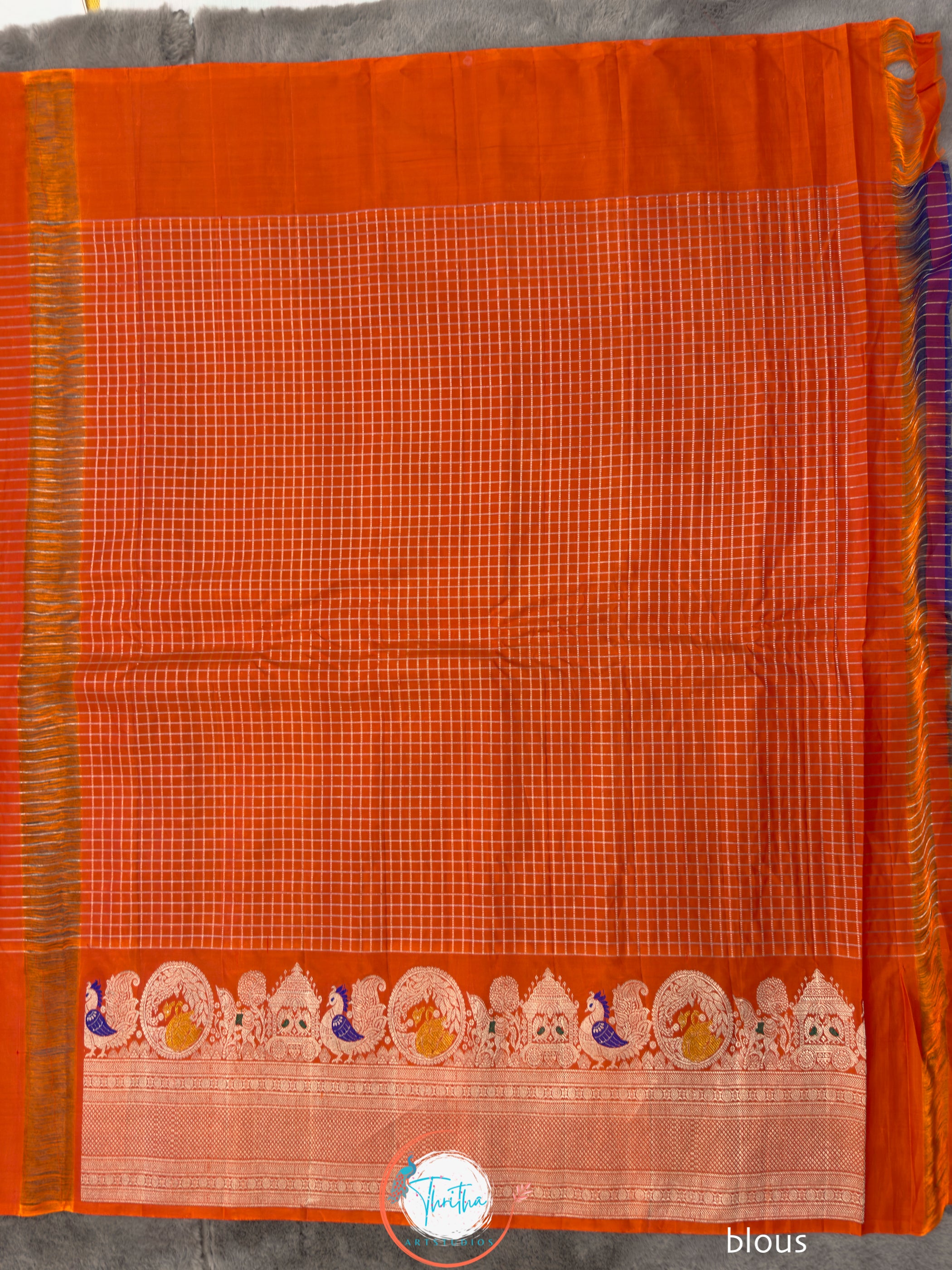 Meenakari- Checks - Premium Gadwal Silk - GA07RB005