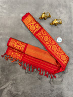 Premium Gadwal - Kuttu Butta - Green and Red - GA07SR001