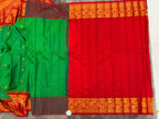 Premium Gadwal - Kuttu Butta - Green and Red - GA07SR001