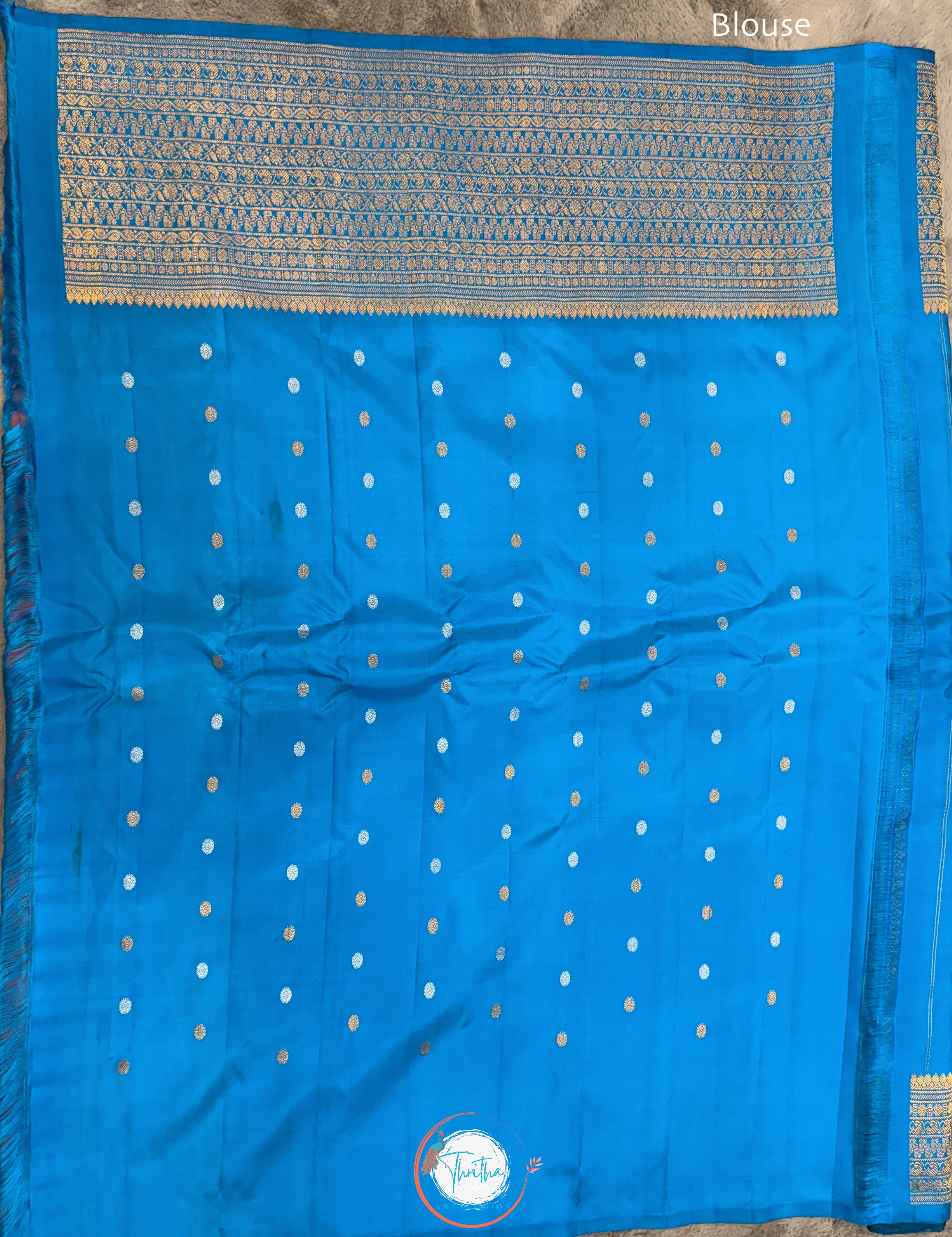 Premium Gadwal Turning Border - Black and Blue - GA07RB001