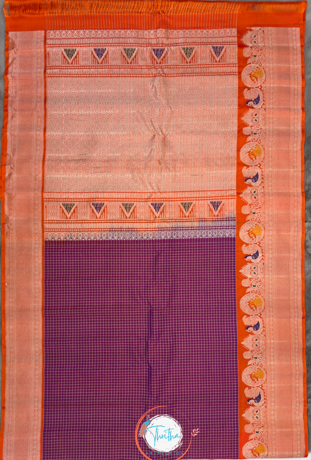 Meenakari- Checks - Premium Gadwal Silk - GA07RB005